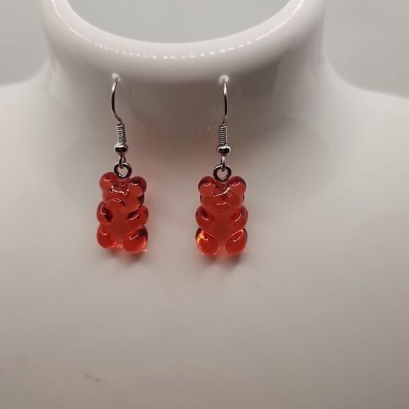 Candy Gummy Bear Dangle Drop Novelty Food Resin‎ Earrings Red NWT - Picture 2 of 4